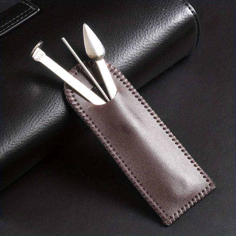 Tobacco Pipe Three-in-one Tobacco Knife Cleaner Bar Pressure Stick Scraper  Multifunctional Metal Pipe With Leather Case 2pcsd
