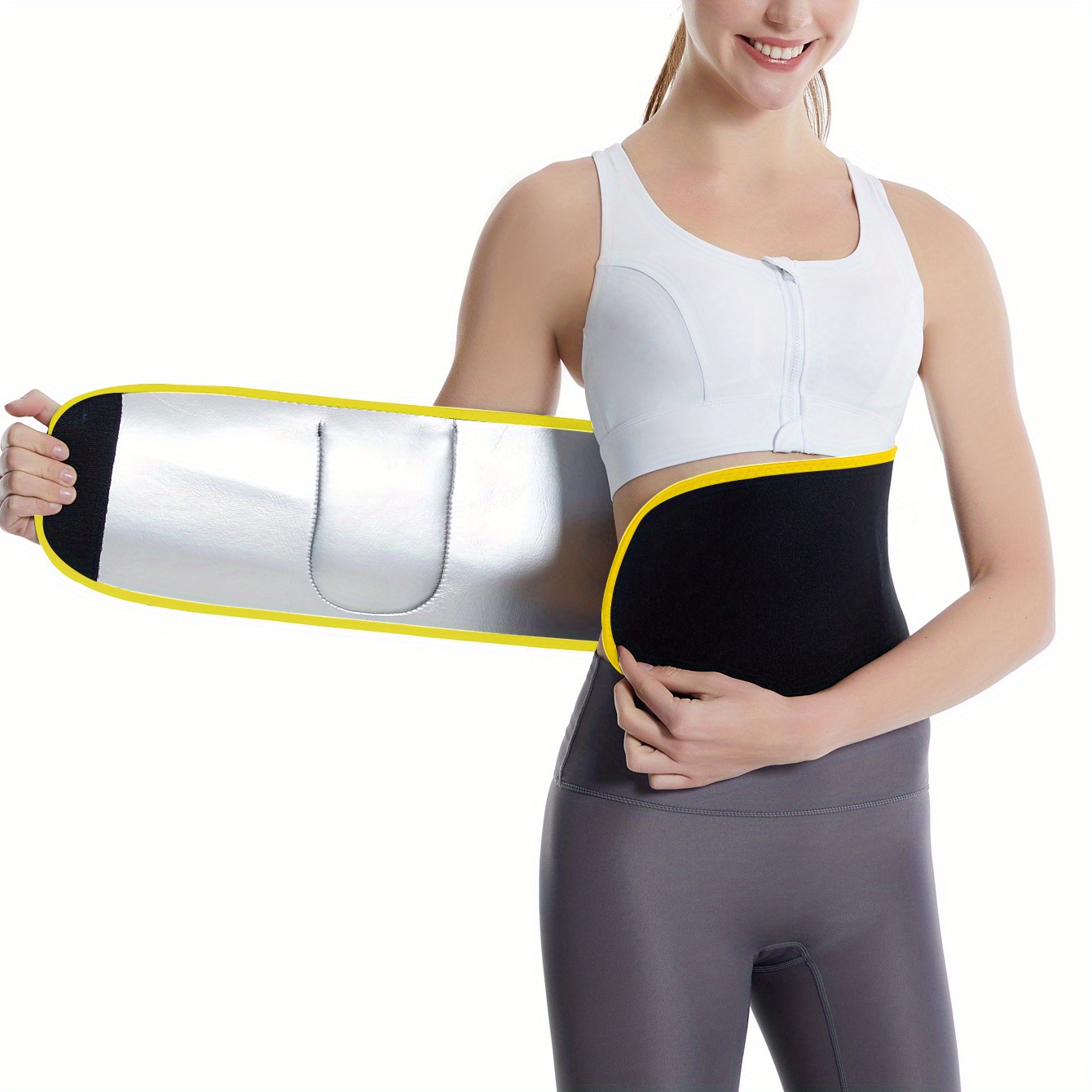 Sweat Waist Trimmer Belt for Women and Men, Adjustable Waist Trainer.  Exercise Belt to Support Back and Improve Posture Black