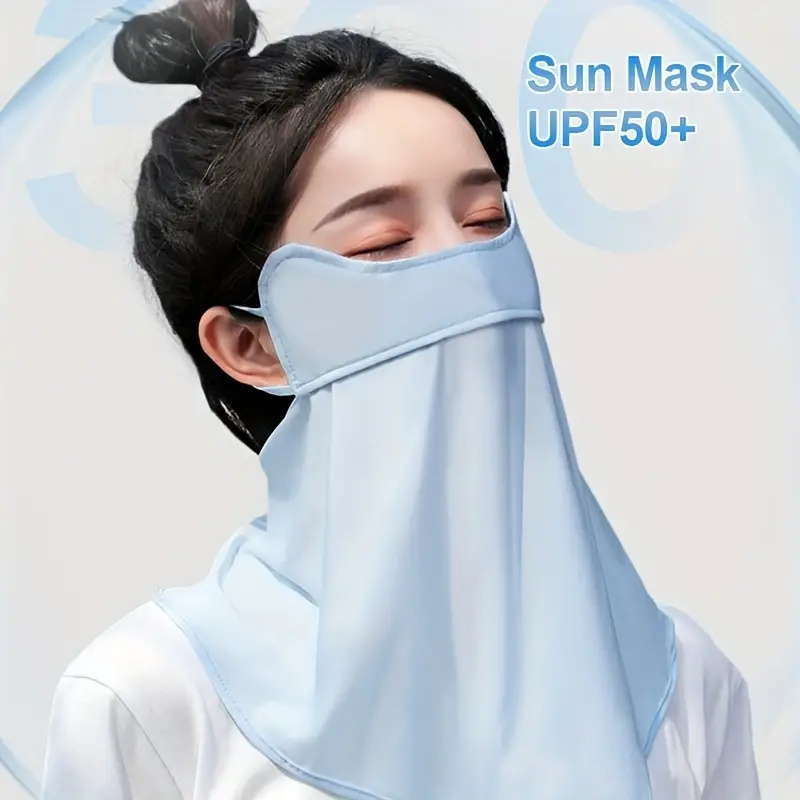 1pc Ice Silk Breathable Design UV Protection Face Mask, Washable Reusable Sunscreen Mask for Golf Fishing Driving Cycling,Temu