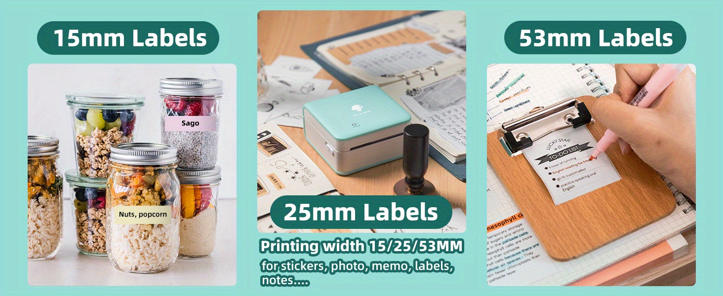 phomemo m02pro 300dpi photo printer thermal bt portabel mini mobile printer compatible with ios android sticker printer for photo printing graffiti learning work type c label maker green details 2