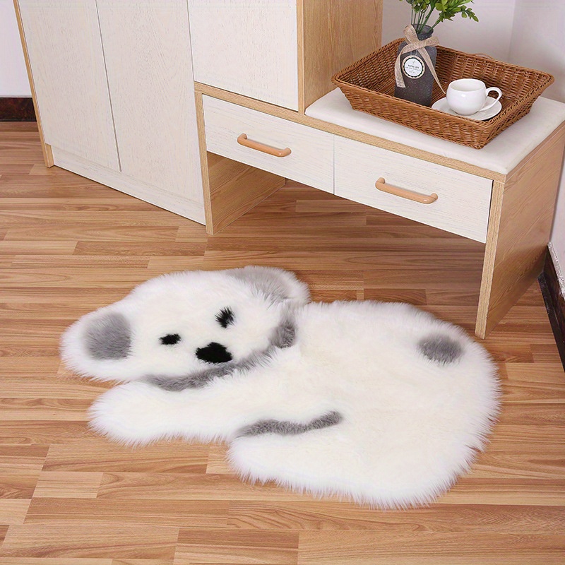 Plush Panda-shaped Fur Area Mat - Machine Washable, Fluffy & Moisture-resistant, Ideal For Bedroom & Living Room Decor, Rugs For Bedroom
