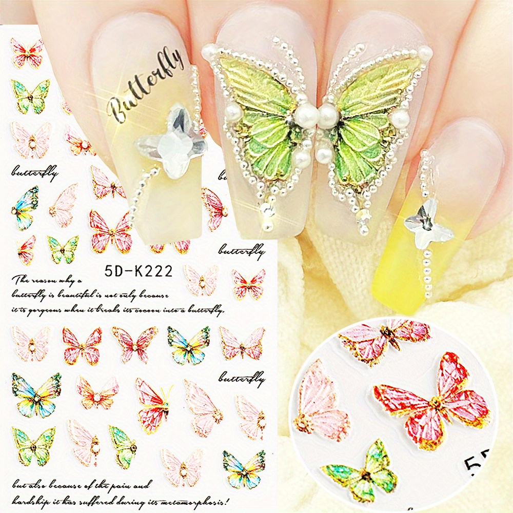 Elegant 5d Butterfly Nail Art Stickers Summer Weddings Temu