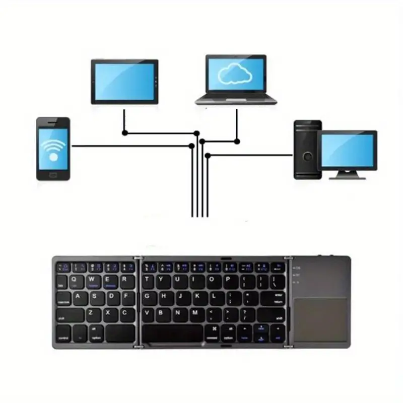 b033 wireless bt three fold keyboard computer office mute ultra thin portable keyboard three system details 1