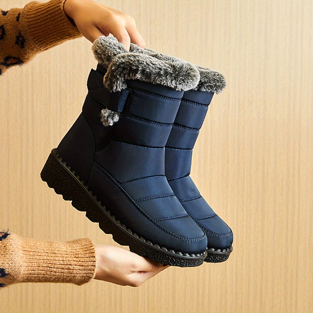 Botas de nieve de invierno para mujer, botas cortas al tobillo,  impermeables, para exteriores, botas de piel forradas