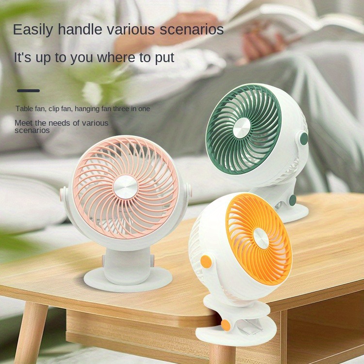 mini clip fan usb fan rechargeable battery fan 3 speed desktop portable silent office camping outdoor electric fan details 0