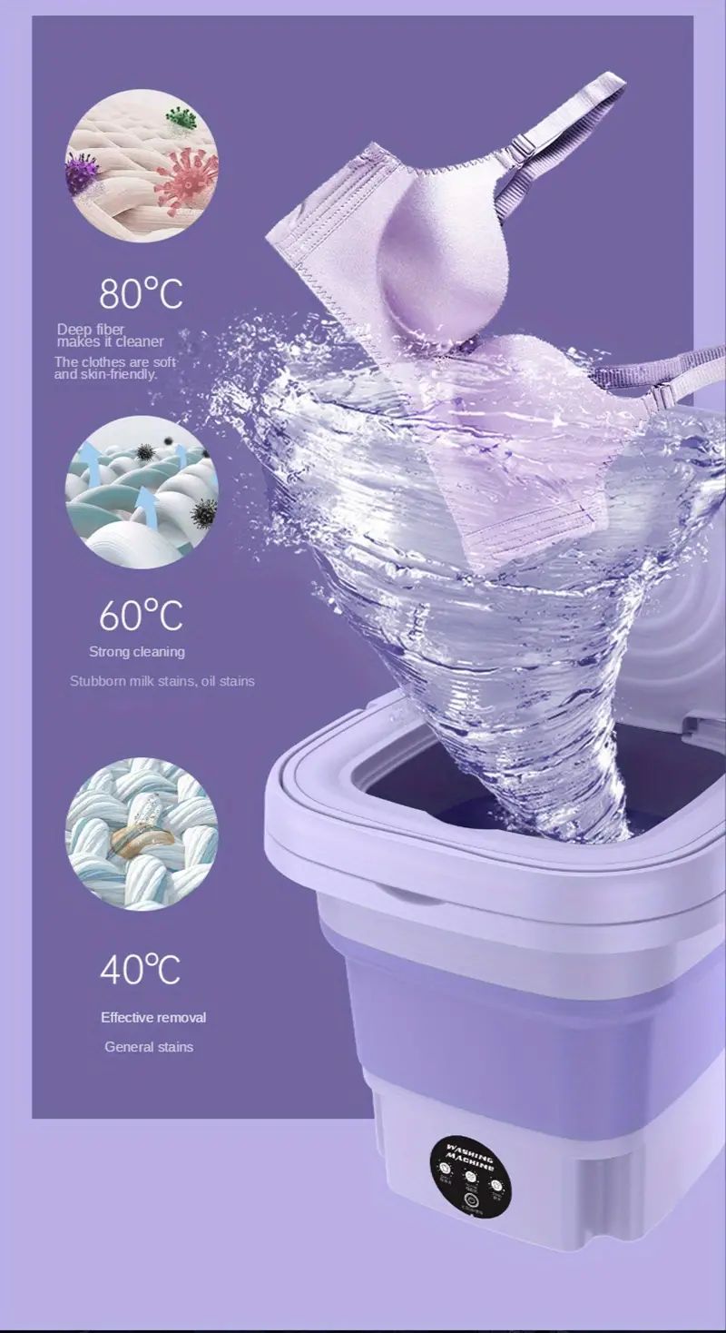 1pc portable 8l washing machine for camping rv travel and home use perfect for washing underwear bras socks and more details 2