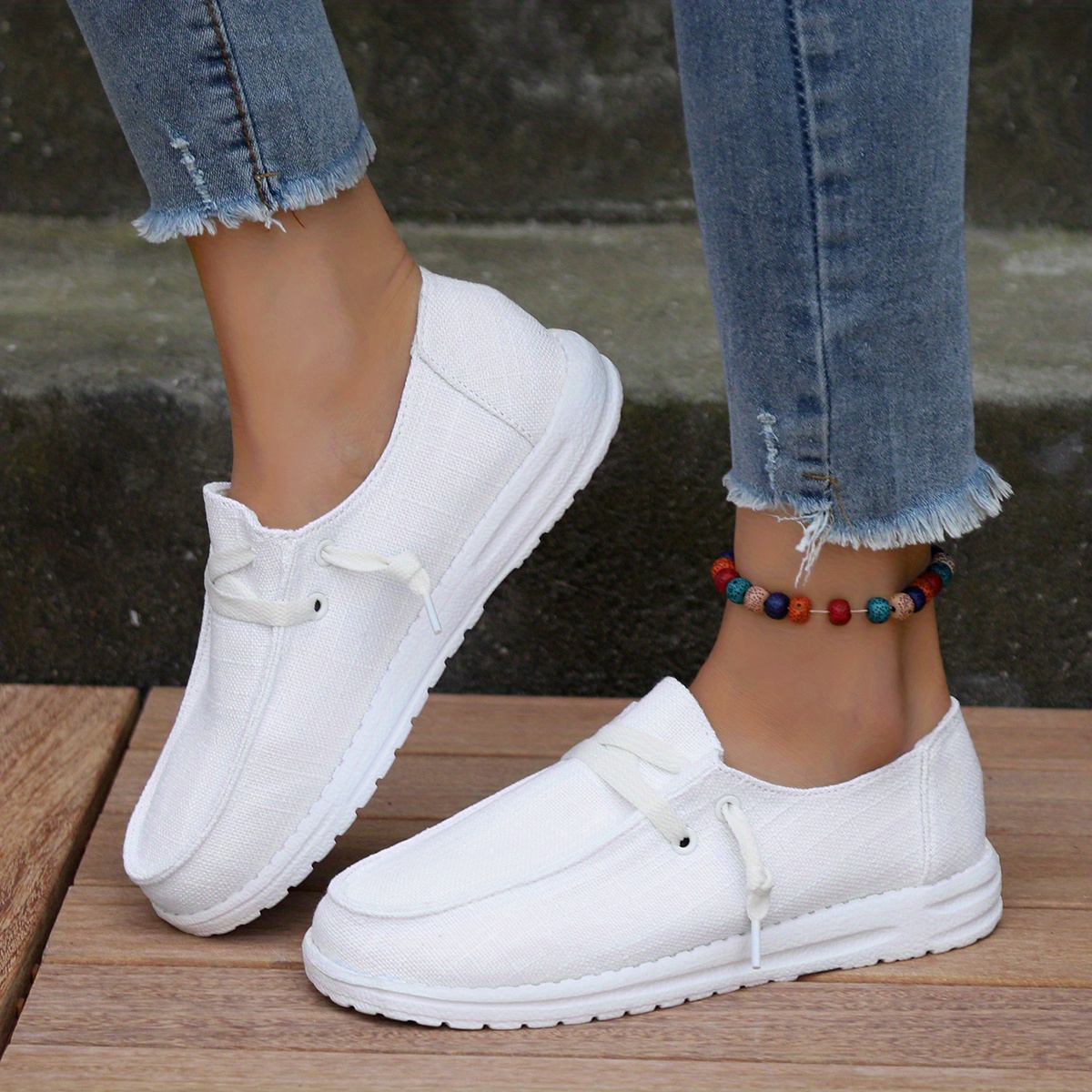 Zapatos Lona Planos Informales Mujer Mocasines Bajos Punta Temu