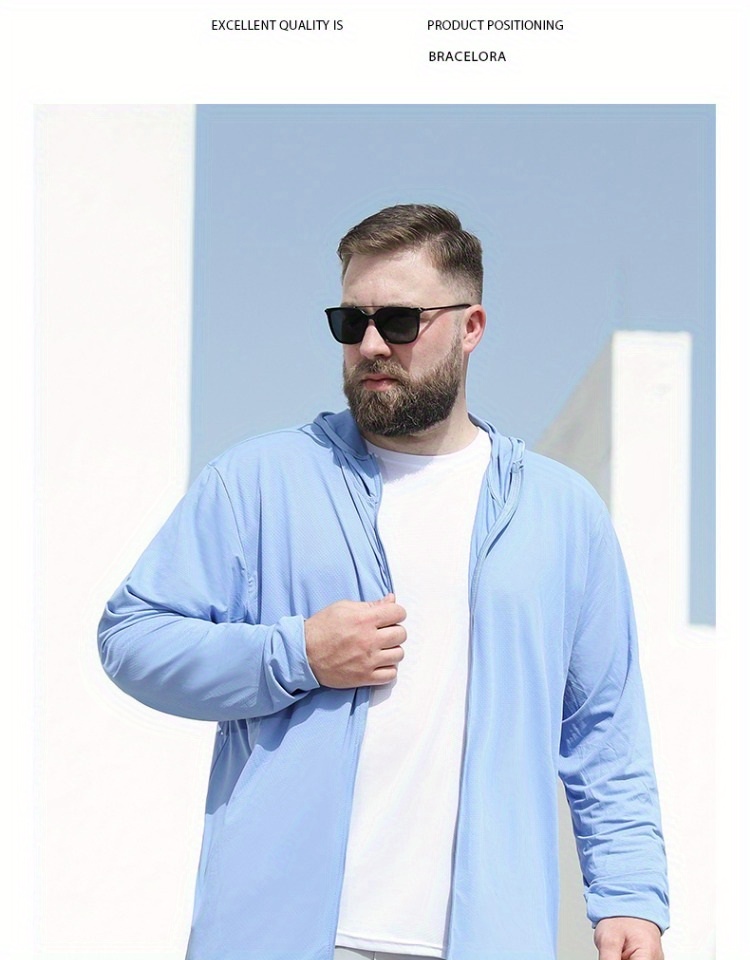 Plus Size Men's Thin Breathable Hoodie Uv Protection Rapid - Temu