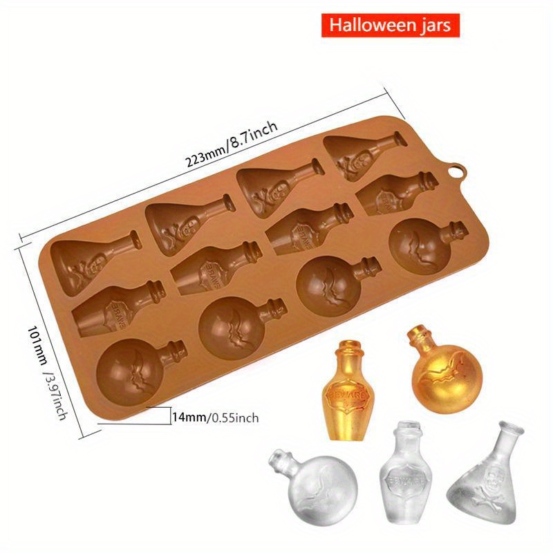 3d Silicone Halloween Chocolate Mold Pumpkin Axe Bottle Fang - Temu