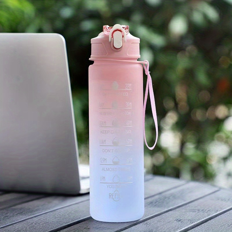 3pcs 67.63 oz/2L Large Capacity green Gradient PC Water Bottle with 3D  Sticker Sports Fitness Portable Straw Cup for Outdoor Travel