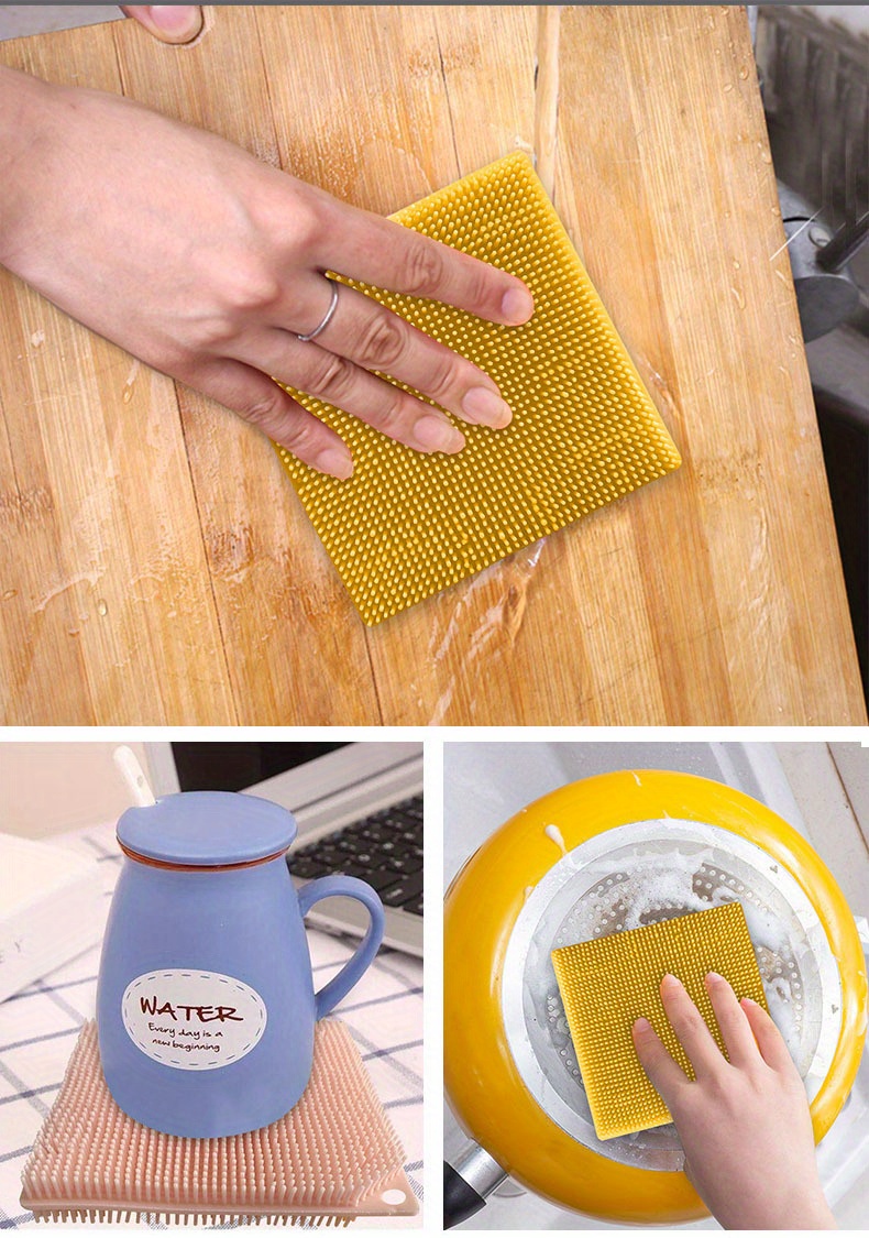 Kitchen Sponge For Dish Scrub Silicone Clean Washing Brush Tool Hang On  Multi
