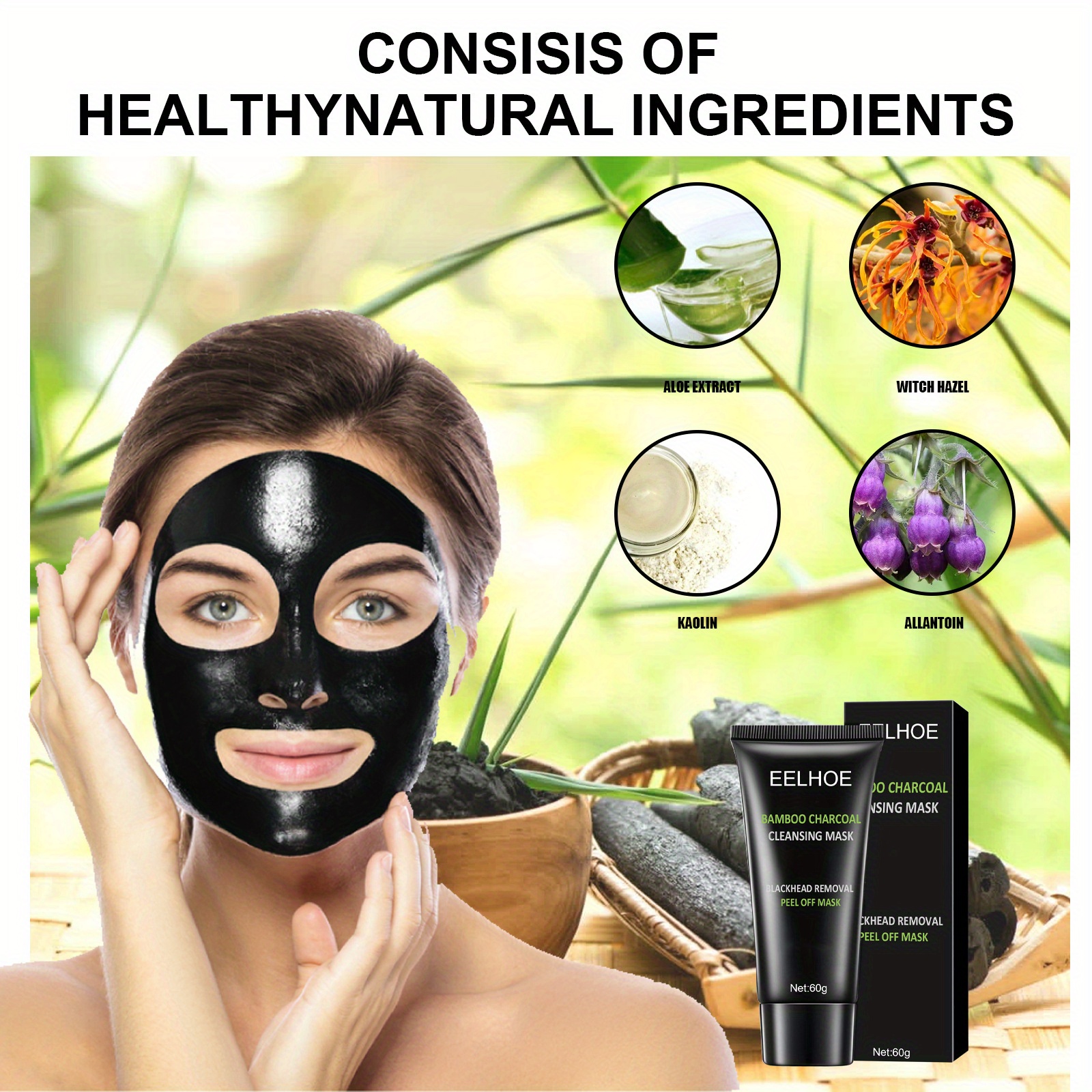  Máscara de limpieza facial profunda para quitar espinillas –  Mascarilla negra de purificación – Máscara facial de barro para la cara. :  Belleza y Cuidado Personal