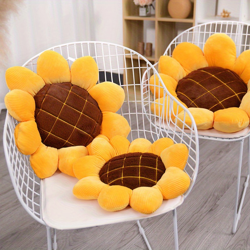 1pc Flower Shaped Seat Cushion Pillow For Office Classroom Chair Sofa,  Sunflower Petals Buttocks Cushion