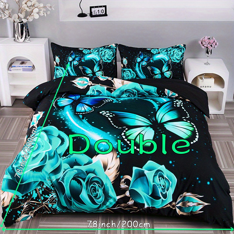 3pcs Duvet Cover Set, Fashion Classic Popular Butterfly Digital Print  Bedding Set, Soft Comfortable Duvet Cover, For Bedroom, Guest Room (1*Duvet  Cover + 2*Pillowcase, Without Core)