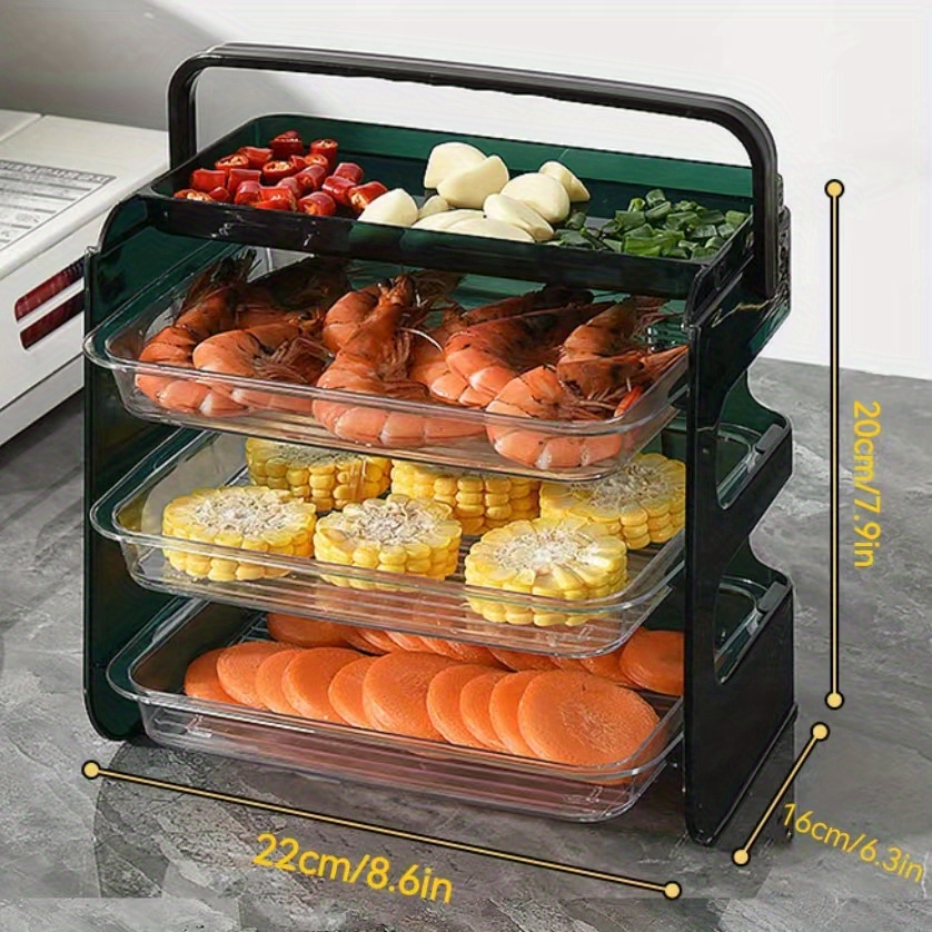 3-tier Stackable Vegetable Rack And Food Prep Tray For Kitchen