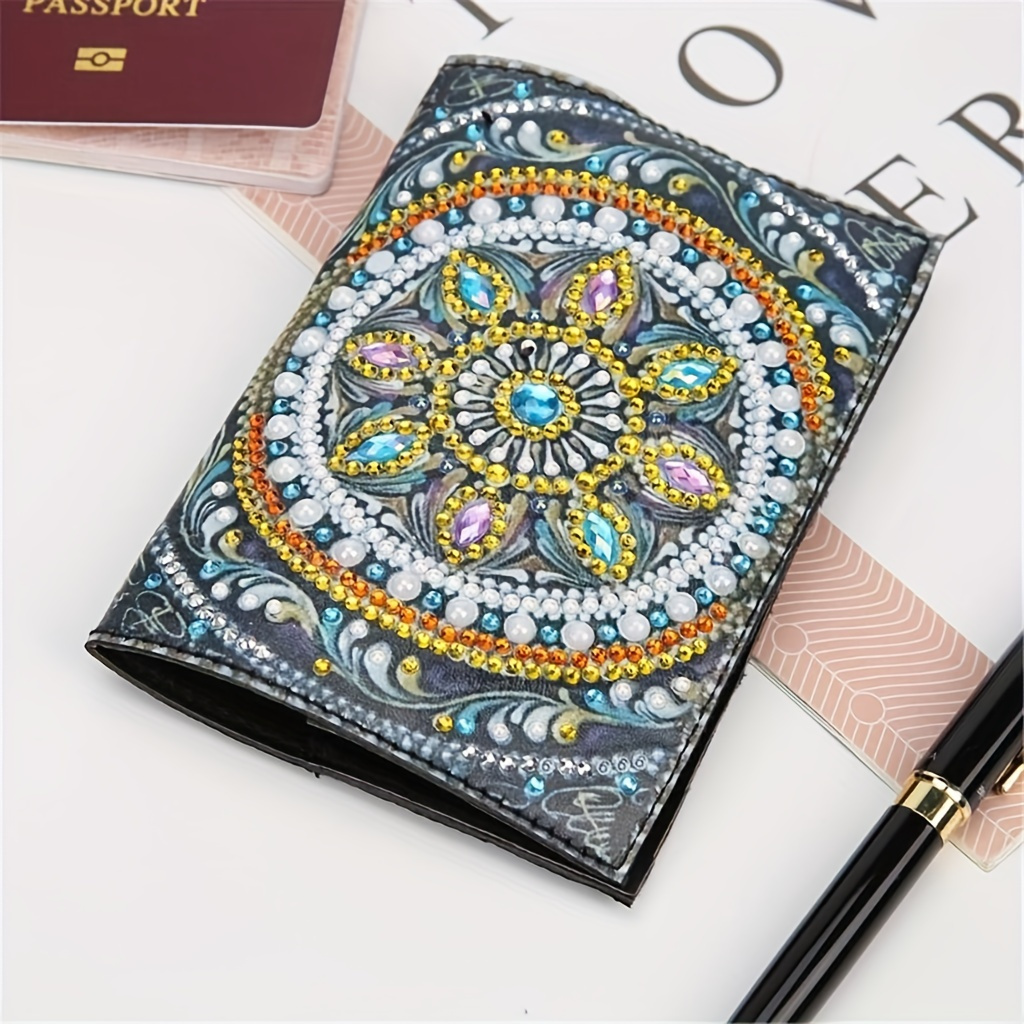 1pc/set DIY Diamond Painting Passport Cover Mandala Size  20*14cm/7.87''*5.51'' PU Leather Material Cases For Passport 5D Mandala  Diamond Art Paintings