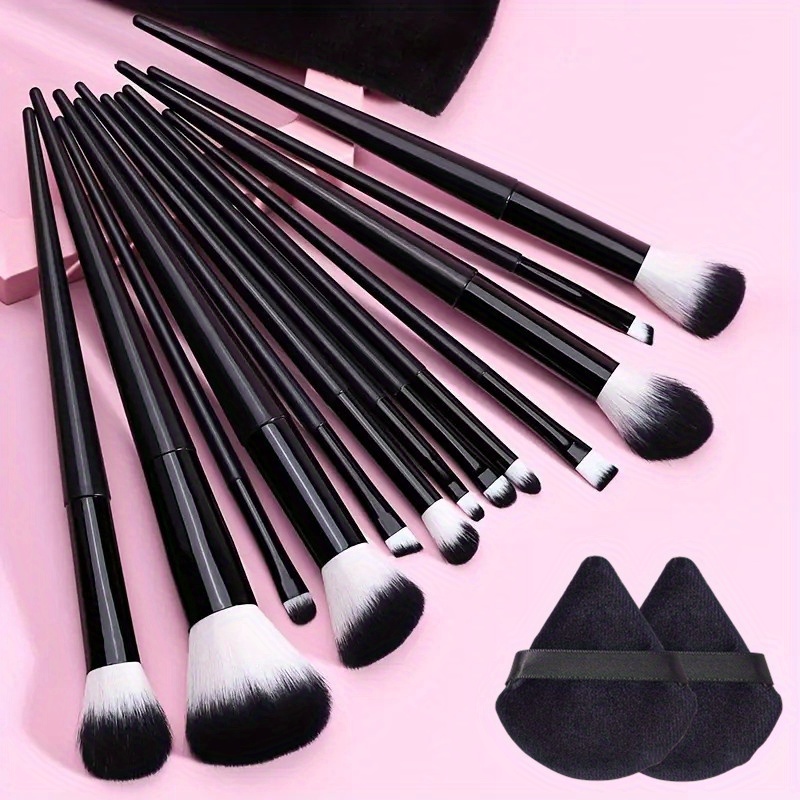 Complete Function Makeup Brush Kit With Triangle Powder Puff - Temu