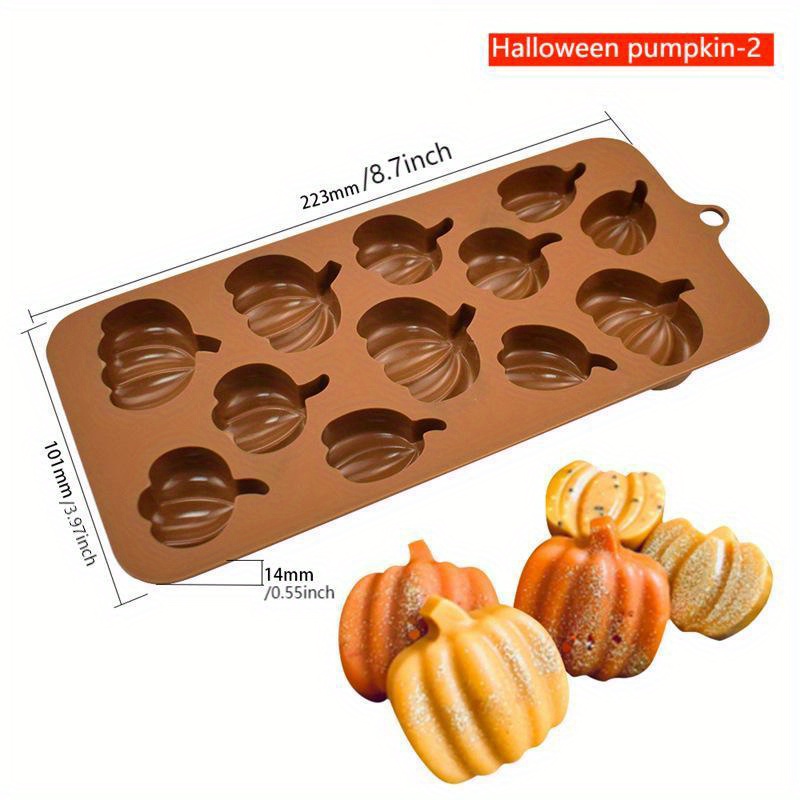 RYCORE 2 Pack Halloween Silicone Molds - Pumpkin Shape Candy Mold, Chocolate Mold - Food Safe, BPA Free Ba