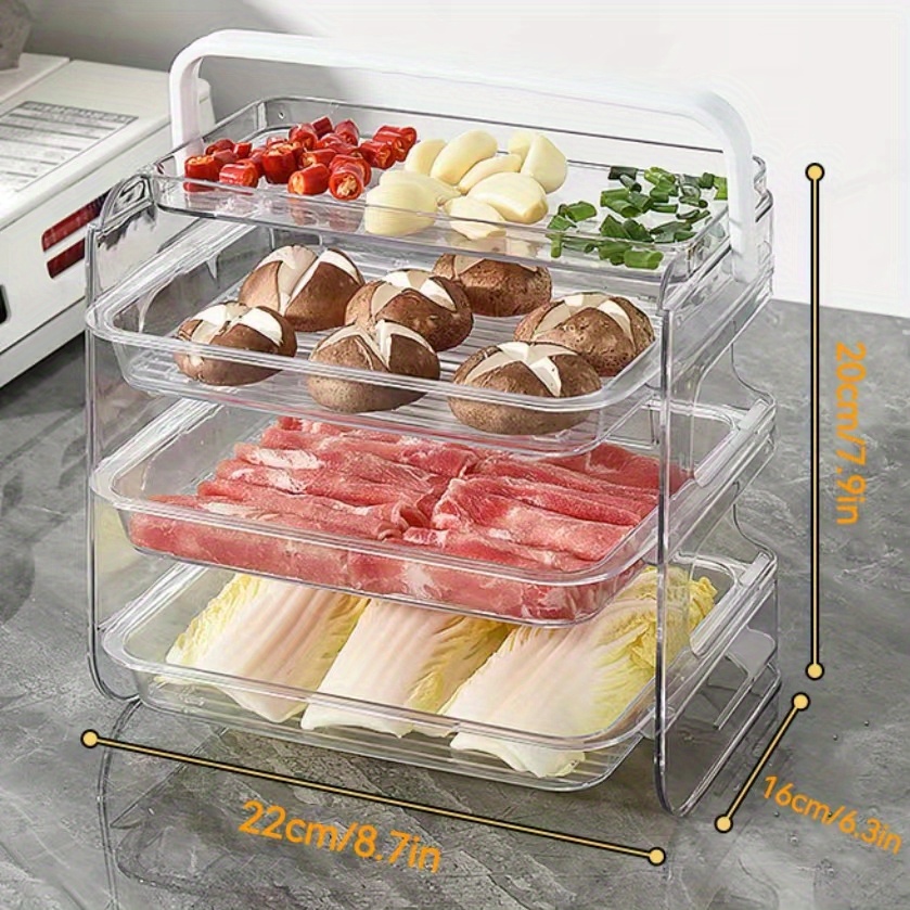 3 Tier Prep Tray, Kitchen Vegetable Food Prep Rack Organizer With Pull Out  Drawer, Hot Pot Prep Rack For Fruit Vegetable Food