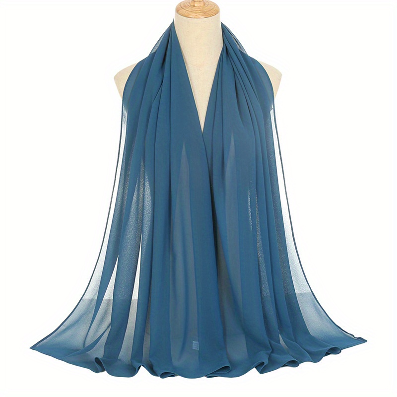 Solid Hijab Breathable Full Cover Shawl Turban Gauze Scarf