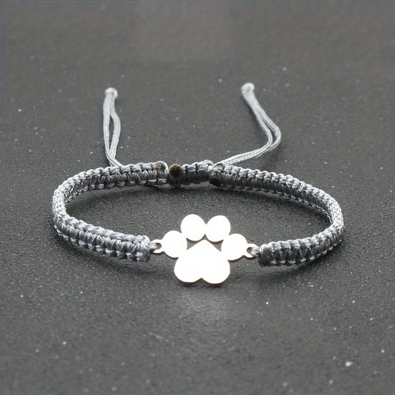 Adjustable Handmade Woven Bracelet, Fashion Paw Charm, Unisex Couple Friendship Bracelet, Gift For - Nylon Material, No Magnetic, Pendant-free