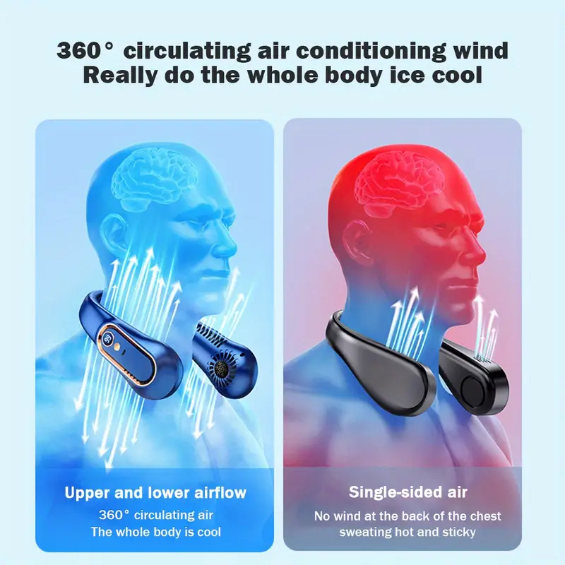 neck fan stay cool and comfortable with this usb rechargeable 5 speed adjustable neck fan digital display bladeless details 2