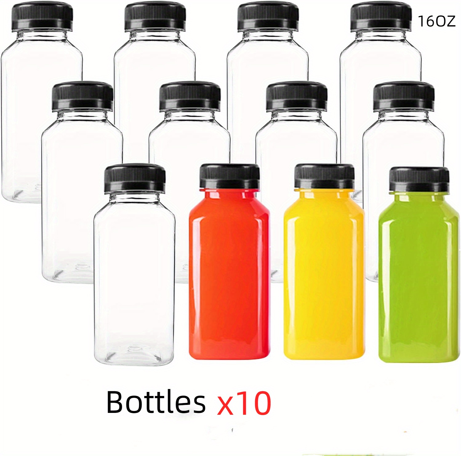 YBCPACK Bottiglie di plastica da 350 ml, succhi e altre bevande fatte in  casa, anche come bottiglie sensoriali in plastica per bambini : :  Casa e cucina