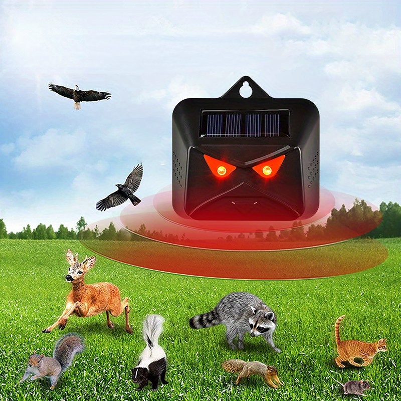 Solar Powered Outdoor Nighttime Animal Repeller Predator Control Light  Coyote Repeller Waterproof Fox Raccoon Skunk Deer Deterrent With Red LED  Lights For Garden Farm Chicken Coop-2pcs 