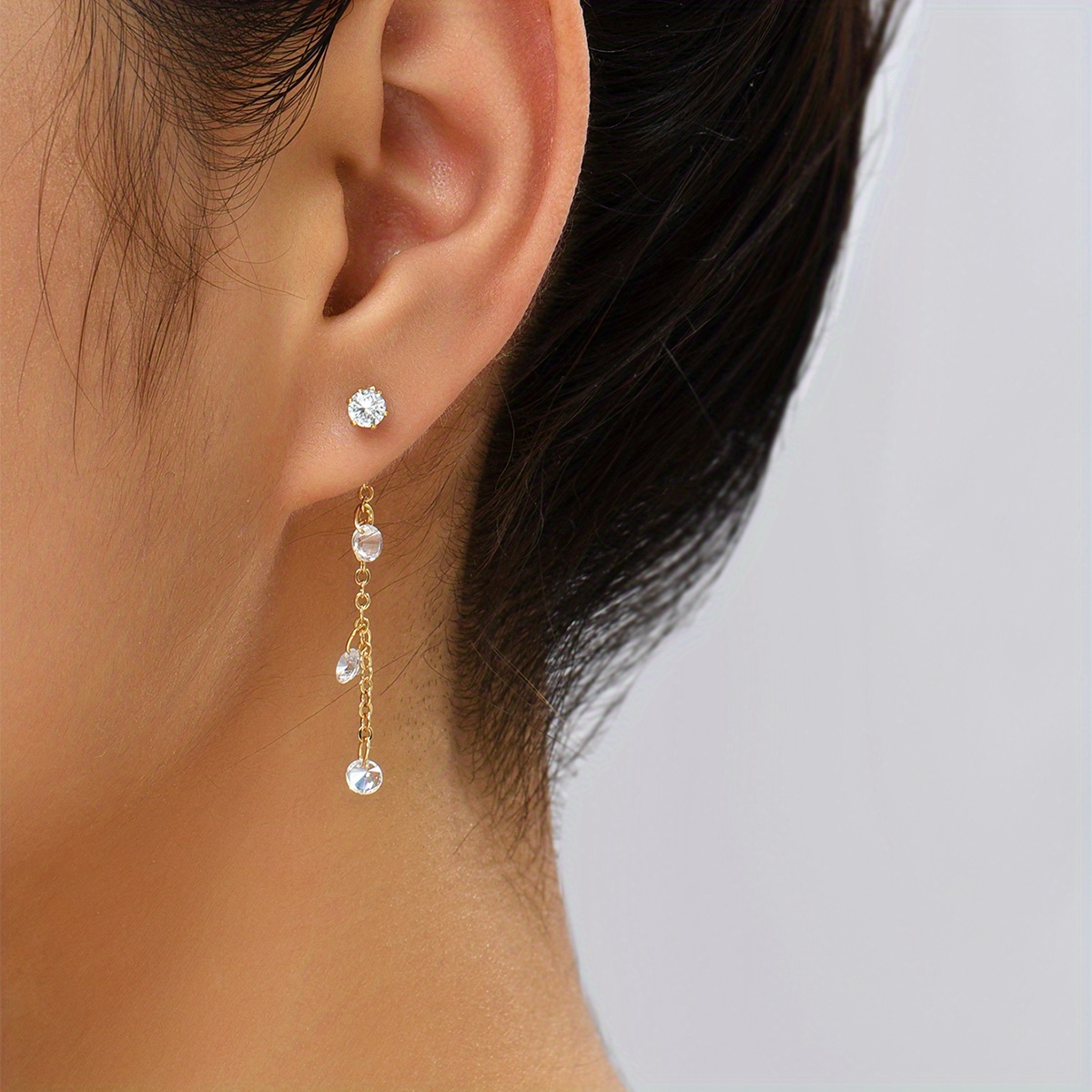 Elegant Drop Earrings Inlaid Shiny Zircon Pendant Minimalist Earrings for Women & Girls,Mount Star NE1169,free returns&free ship,$1.59,Copper,Temu