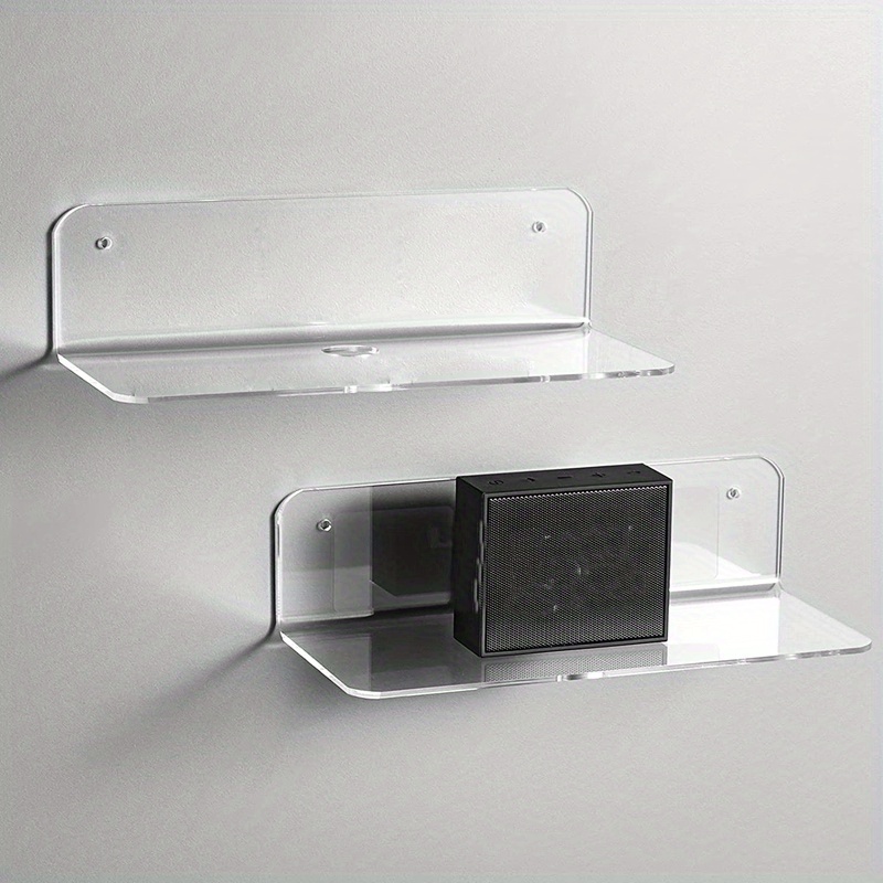 2PCS Acrylic Wall Shelf Adhesive Floating Shelves Storage Rack