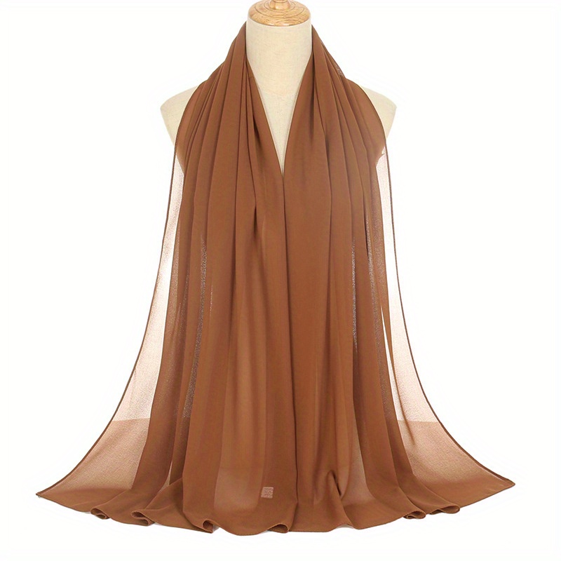Solid Hijab Breathable Full Cover Shawl Turban Gauze Scarf