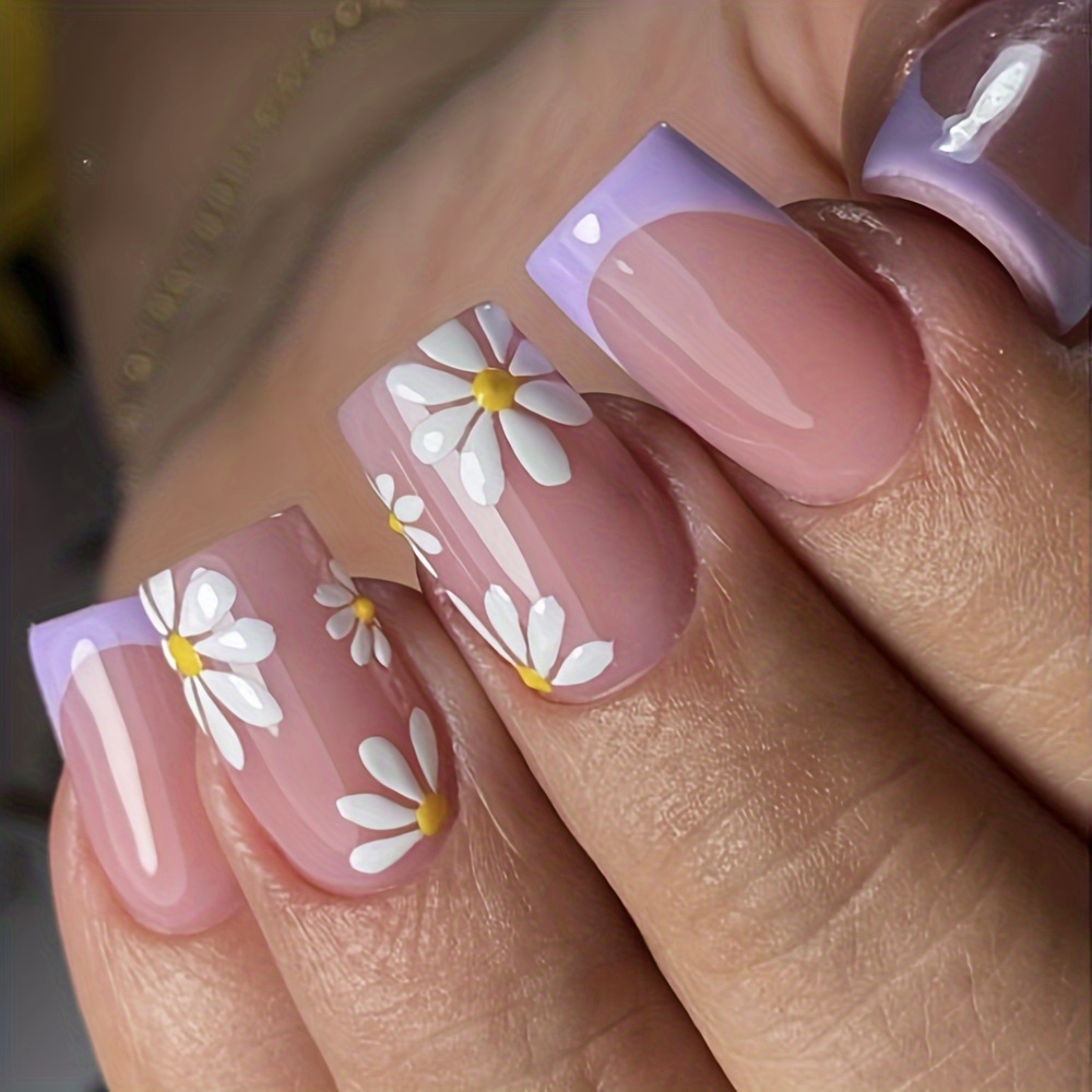 Künstliche Nägel Mit Blumen-Design – 24 Stück, Selbstklebend – Perfekt Für Partys & Events