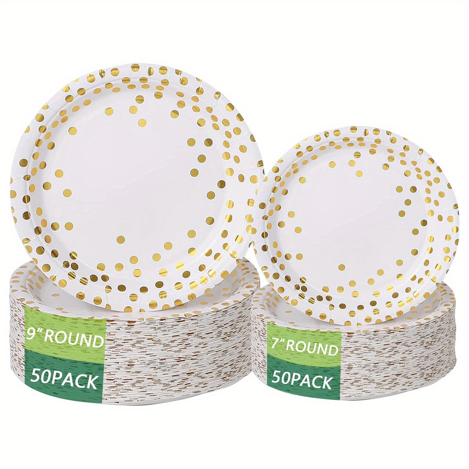 10pcs Disposable Gold Foil Polka Dot Design Thick Paper Plate For Dessert &  Cake, Birthday Party & Gathering