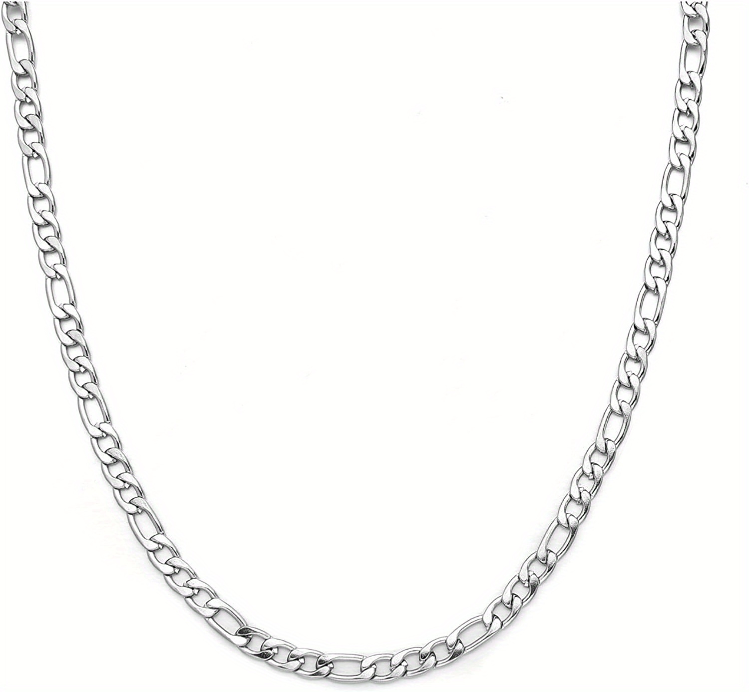 1pc 4mm 60cm/23.6in Silver Stainless Steel Chain Necklace with A Figaro Chain Necklace, Suitable for Both Women and Men (4mm/23.6in),Temu