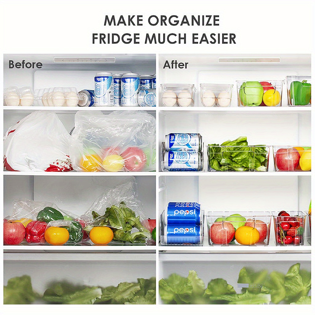 bHome Kitchen Organization Clear Plastic Storage Bins - Pantry Organization  and Storage, Cabinet Organizers, Freezer & Fridge Organizer - Set of 4