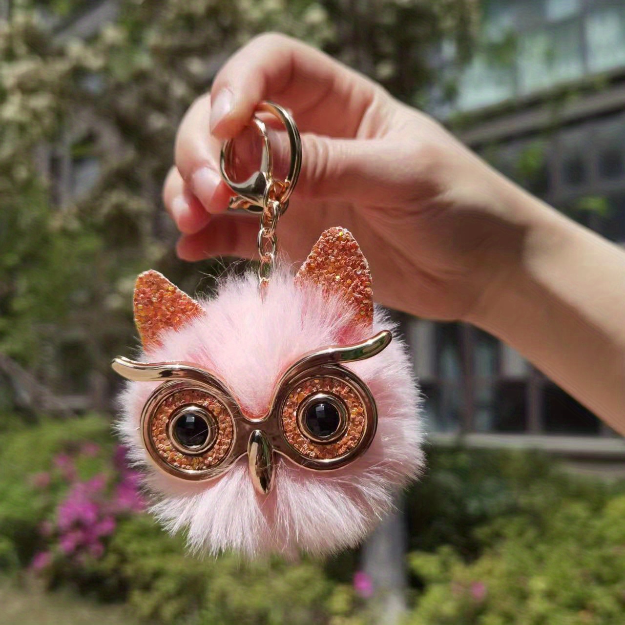 Plush Owl Keychain Cute Glitter Animal Doll Key Chain Ring Purse