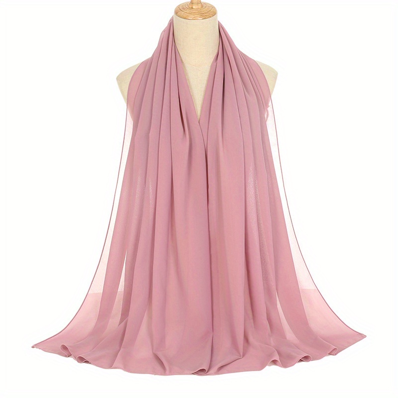 Solid Hijab Breathable Full Cover Shawl Turban Gauze Scarf