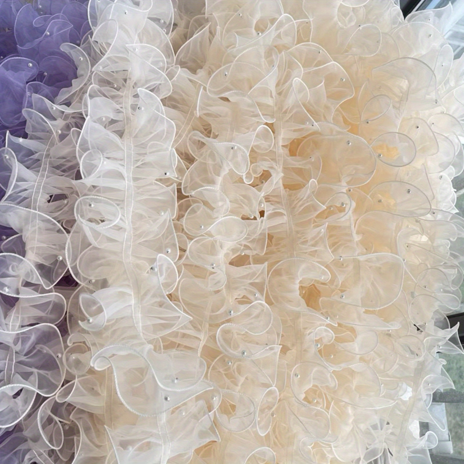 Encrypted Pleated Bead Snow Yarn Lace Ribbon Flower - Temu