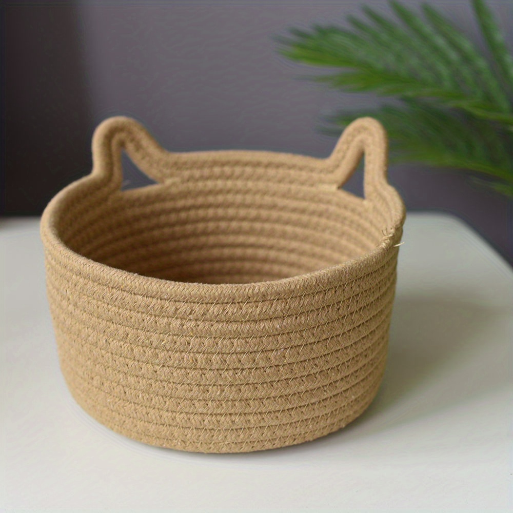 Desktop Storage Cat Ear Stationery Desktop Cotton Thread Trinket Organizer Basket Sorting Fabric