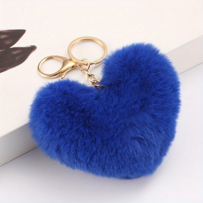 Pom Poms Keychains Fluffy Heart Shape Pompoms Keyring Faux Rabbit Fur Key  Chain For Car Bag Charm - Temu Italy