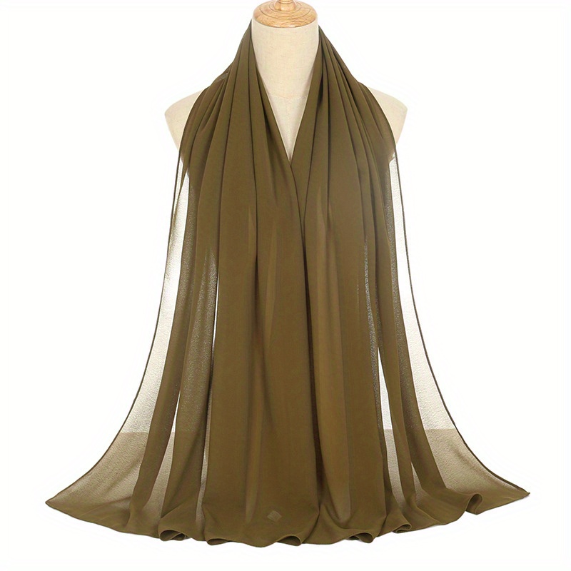 Solid Hijab Breathable Full Cover Shawl Turban Gauze Scarf