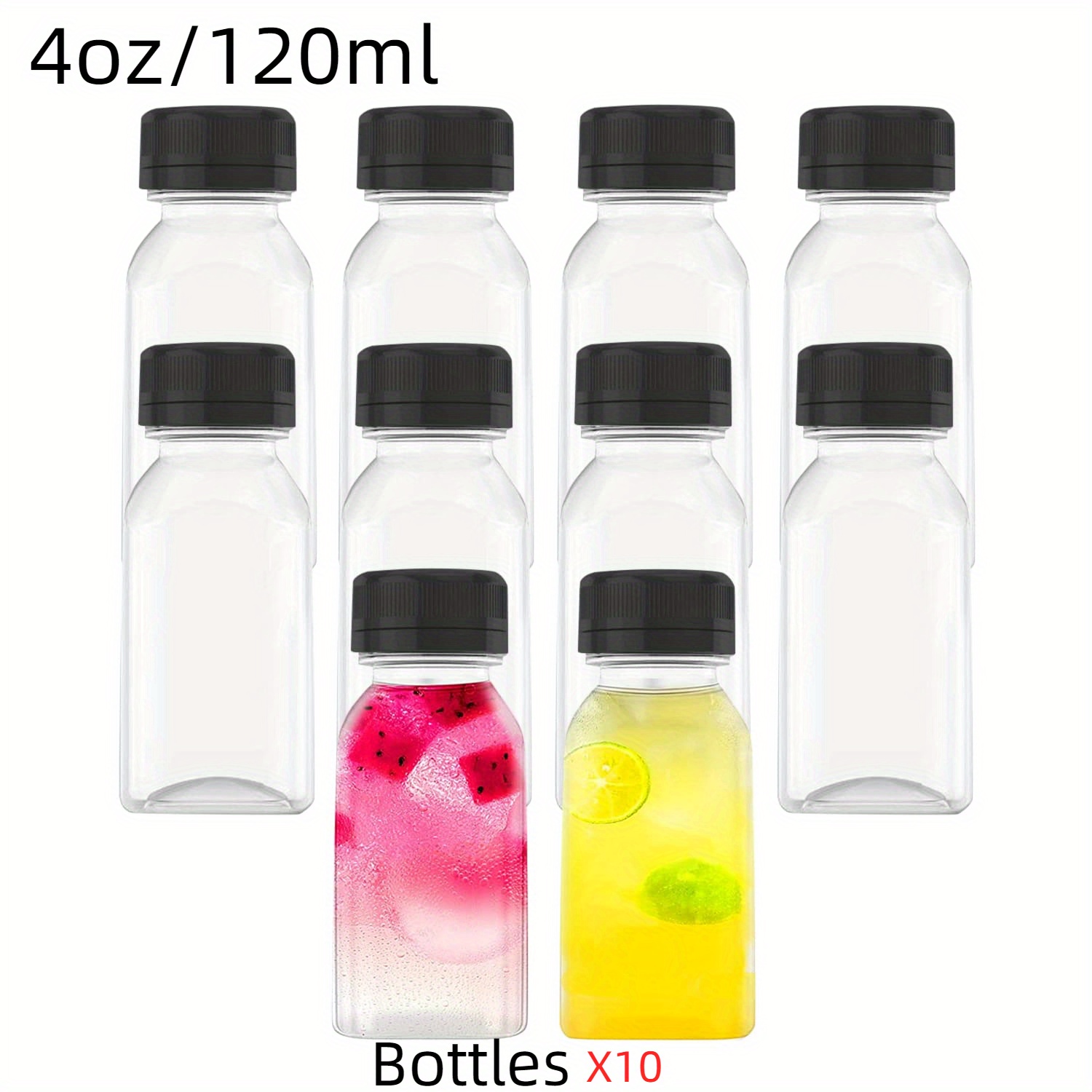 Ilyapa Glass Juice Shot Bottles Pack of 8 - 4oz On The Go Beverage Storage  Container with White Cap, Reusable, Leak Proof