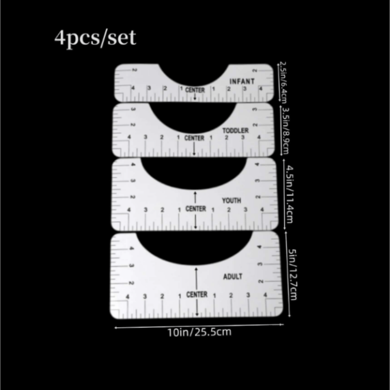 9-piece T-shirt Ruler Guide For Vinyl Alignment, T-shirt Ruler For Heat  Pressing, T-shirt Ruler For Center Vinyl, Clear V-neck/round Pvc Ruler For  Kid