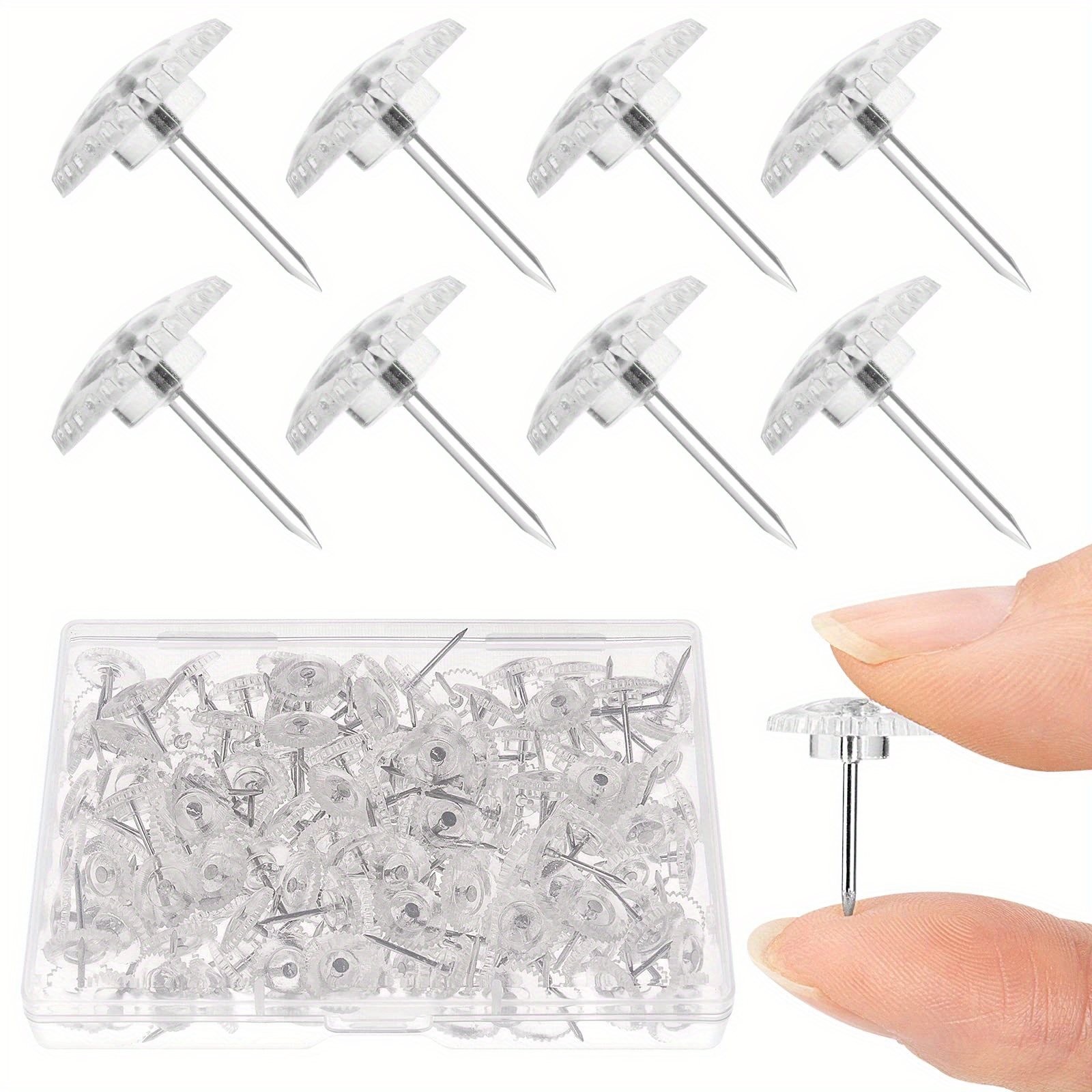 Push Pins: Clear Plastic Head Steel Point Thumb Tacks - Temu