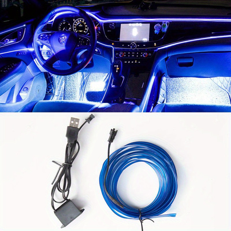 Luz de atmósfera de coche, tira Led para decoración interior de coche,  3/5m, 1 pieza, azul, Moda de Mujer