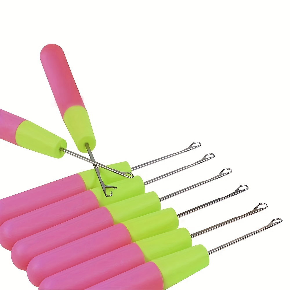 1/5/10set Knitting Loom Hook Crochet Needle Hook And Large Eye Plastic  Sewing Needles For Hair Extension