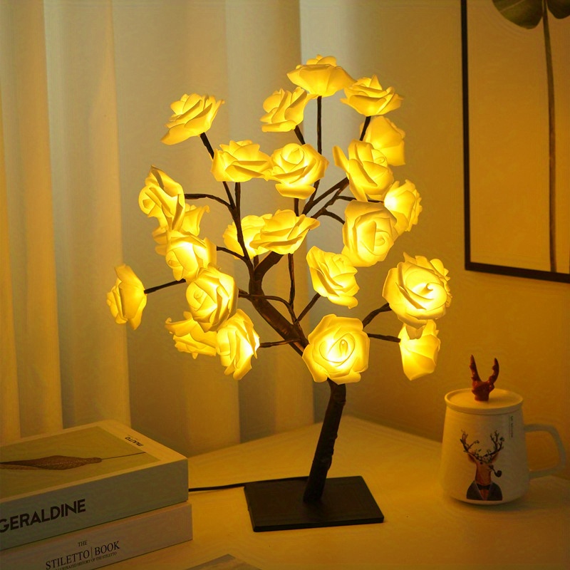 Led Rose Flower Table Lamp Home Party Wedding Bedroom - Temu