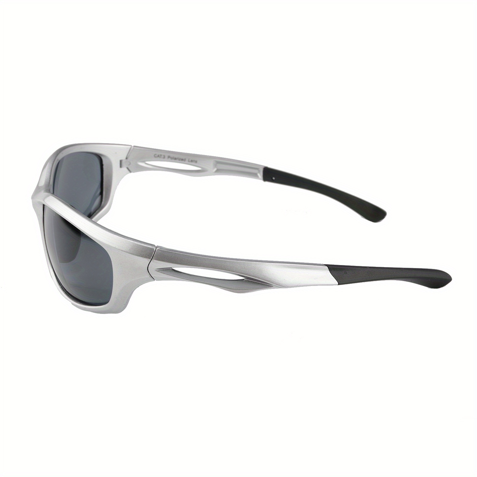 Futuristic Wrap Around Silvery Cyber Sunglasses Polarized Outdoor ...
