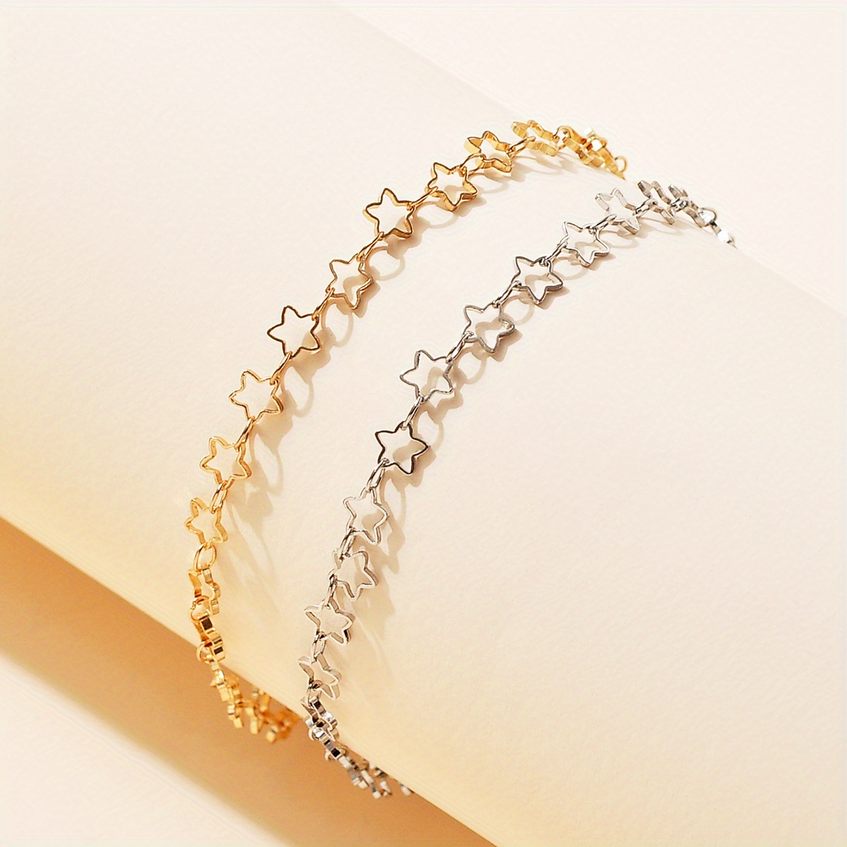 Minimalist Style Star Stitching Ladies Bracelets Set Golden - Temu