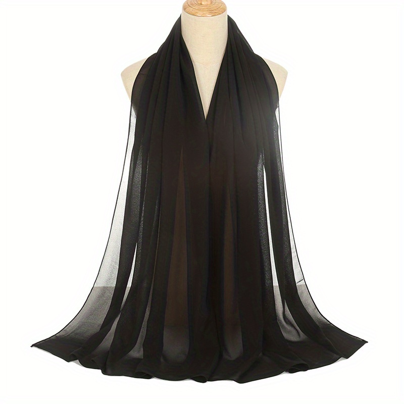 Solid Hijab Breathable Full Cover Shawl Turban Gauze Scarf